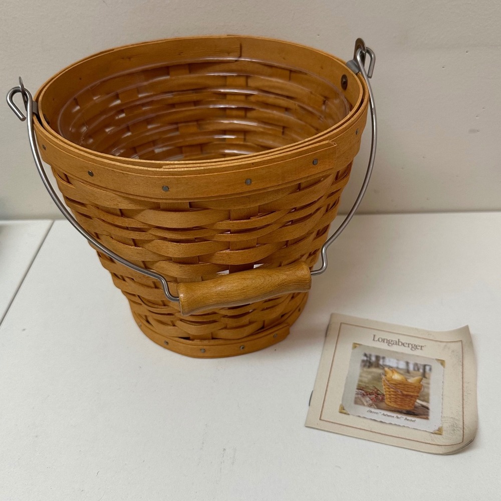 Longaberger Classic Autumn Pail Basket 2002 with Protector and Pamphlet 10068
